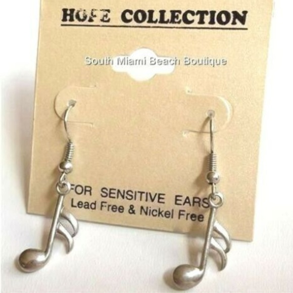 Silver Music Note Earrings Hypoallergenic Singer - Picture 3 of 8